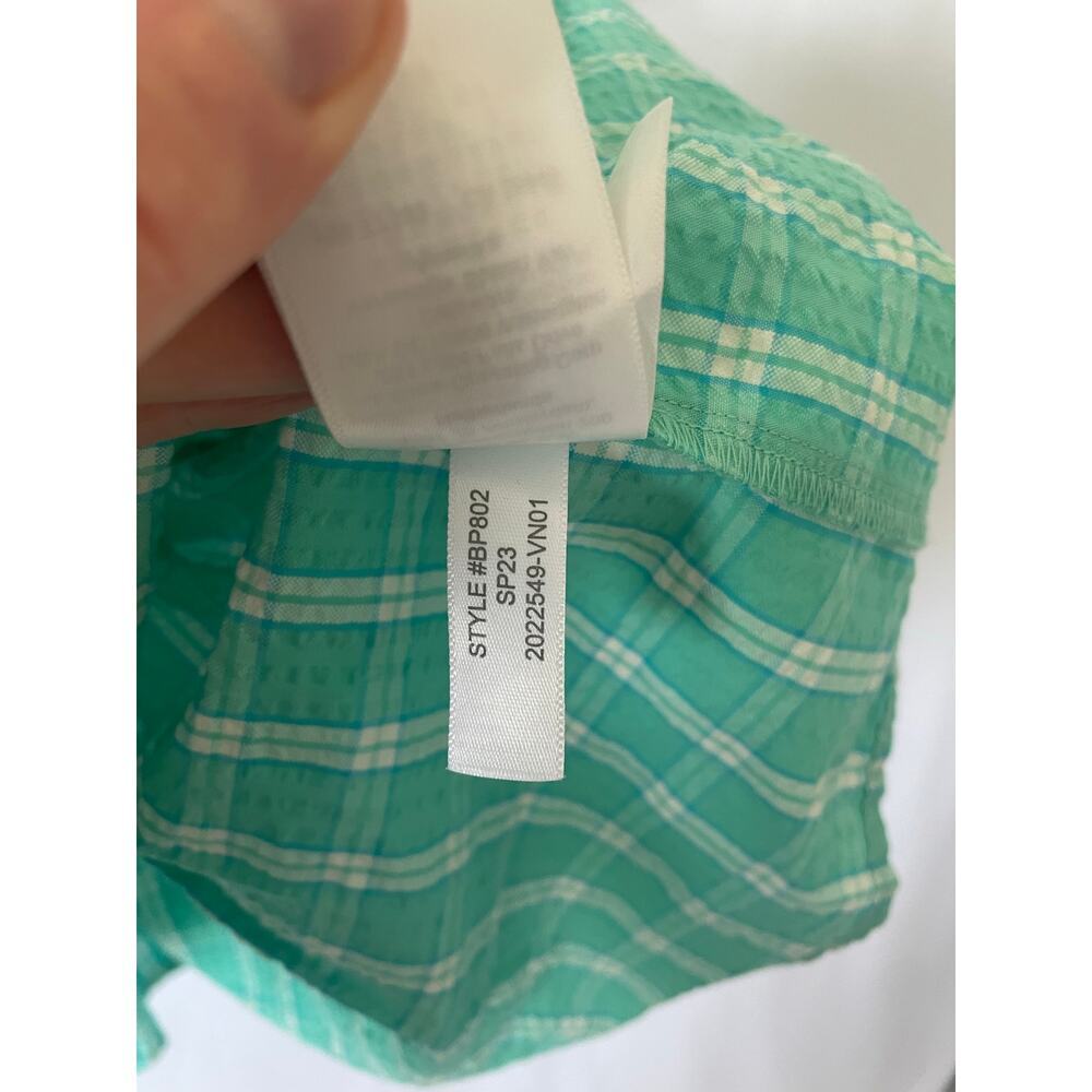 J.Crew Aqua Green Plaid Seersucker Ruffle Tiered Mini Dress 6 Preppy Pastel - Picture 12 of 12